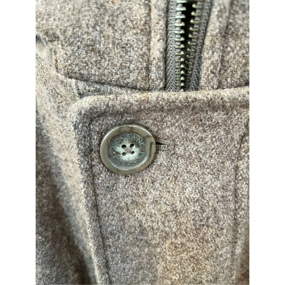 Jos. A. Bank Tan Marled Wool Blend Button Zipper Cost sz LL or 44-48” EUC